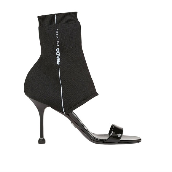Prada Prada D'Orsay Black Stretch Sandal - Picture 1 of 8